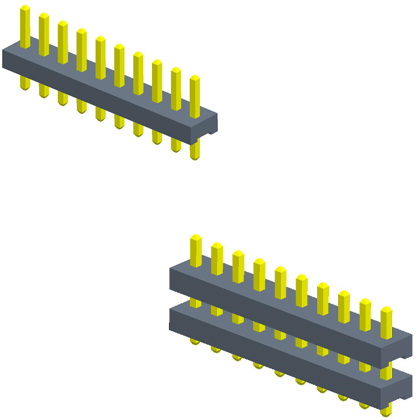 5.08mm排针 单排 180度 单塑/多塑 B型